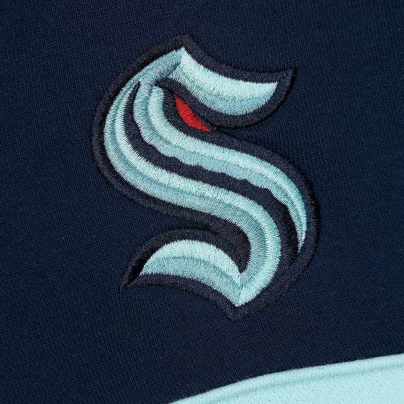 Men's Mitchell & Ness Navy Seattle Kraken Head Coach Slogan Pullover Hoodie