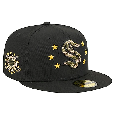 Men's New Era  Black Seattle Kraken Military Appreciation Digital Camo Stars 59FIFTY Fitted Hat