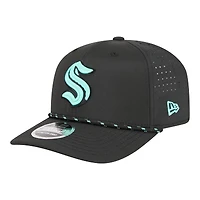 Casquette New Era Seattle Kraken Sport Vented 9SEVENTY pour homme, noire, ajustable.