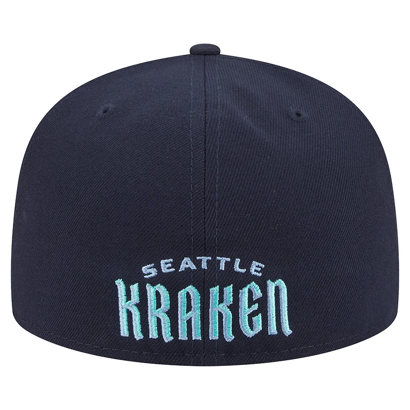 Casquette ajustée 59FIFTY Seattle Kraken Deceptor bleu marine New Era pour homme