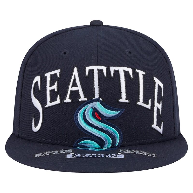 Casquette ajustée surdimensionnée 59Fifty Seattle Kraken bleu marine New Era pour homme