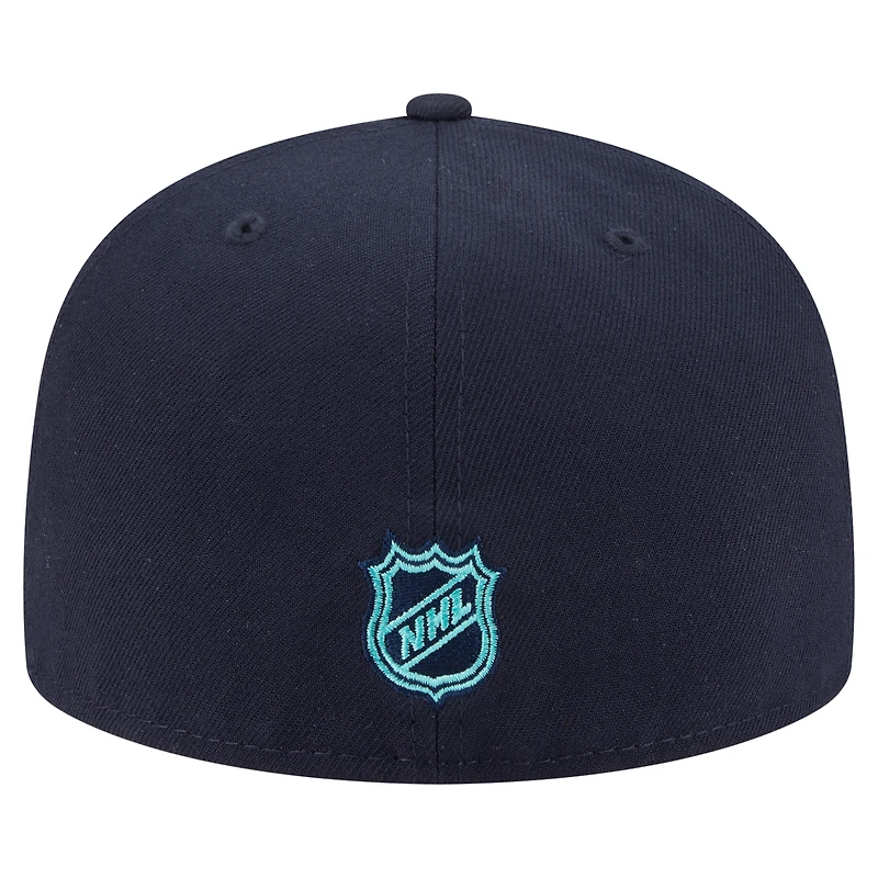 Casquette ajustée surdimensionnée 59Fifty Seattle Kraken bleu marine New Era pour homme