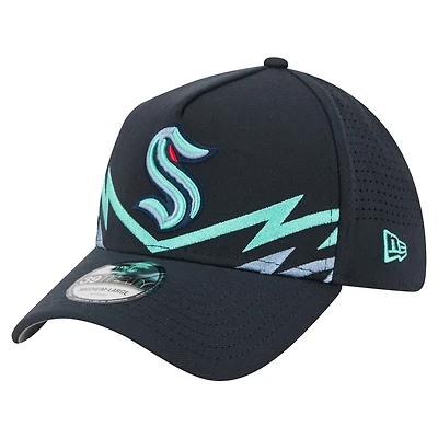 Casquette perforée A-Frame Flex 39THIRTY Seattle Kraken Zig Zag bleu marine New Era pour homme