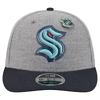 Men's New Era  Gray/Deep Sea Blue Seattle Kraken Wool Pin Low Profile 9FIFTY Snapback Hat