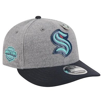 Casquette snapback 9FIFTY Seattle Kraken en pin grise/bleu marine New Era pour homme
