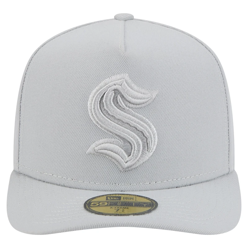 Men's New Era Gray Seattle Kraken Color Pack A-Frame 59FIFTY Fitted Hat