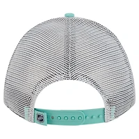 Men's New Era  Light Blue/Deep Sea Blue Seattle Kraken Hockey Sock 9FORTY A-Frame M-Crown Adjustable Trucker Hat