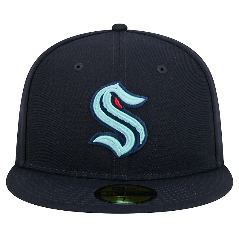 Casquette ajustée New Era Seattle Kraken Core 59FIFTY bleu marine pour homme