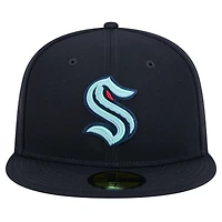 Casquette ajustée New Era Seattle Kraken Core 59FIFTY bleu marine pour homme