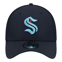 Casquette New Era Flex pour homme, bleu marine, logo Seattle Kraken, modèle 39THIRTY.