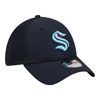 Casquette New Era Flex pour homme, bleu marine, logo Seattle Kraken, modèle 39THIRTY.