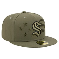 Men's New Era  Olive Seattle Kraken Military Appreciation Flag 59FIFTY Fitted Hat