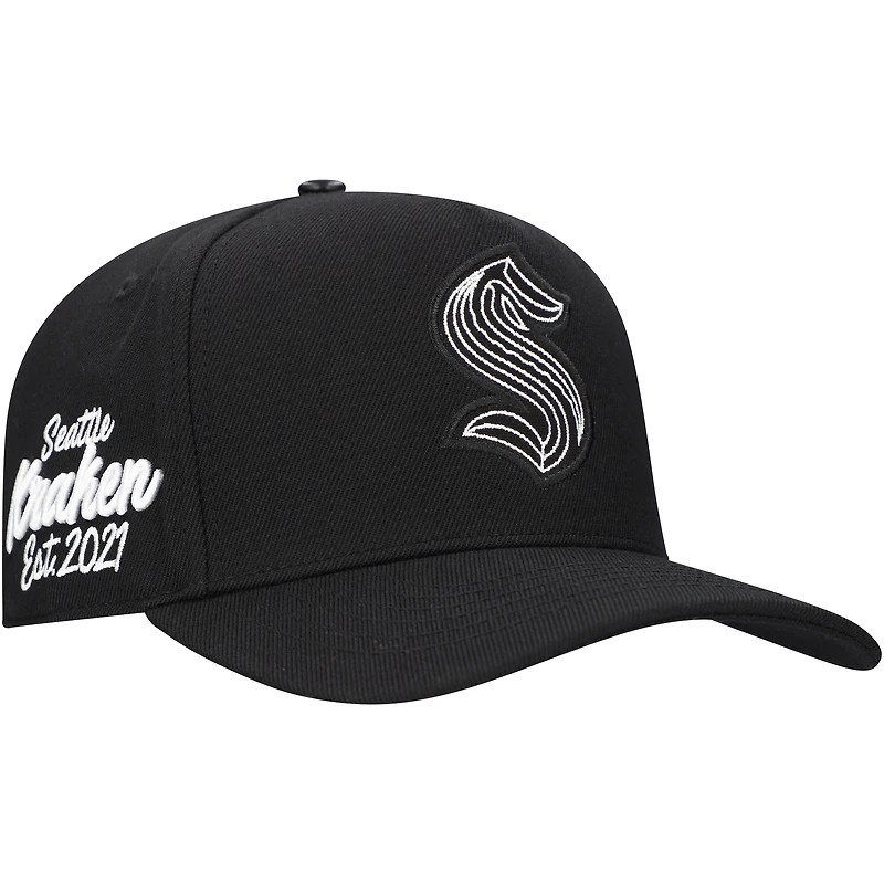 Men's Pro Standard Black Seattle Kraken Paint the City Pinch Front Snapback Hat