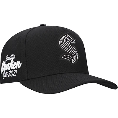Men's Pro Standard Black Seattle Kraken Paint the City Pinch Front Snapback Hat