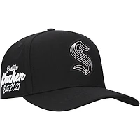 Men's Pro Standard Black Seattle Kraken Paint the City Pinch Front Snapback Hat