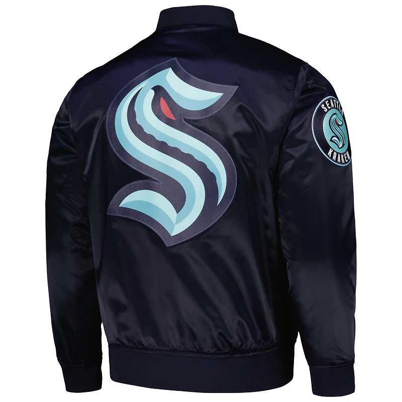 Veste à bouton-pression classique en satin Seattle Kraken Pro Standard Deep Sea pour hommes