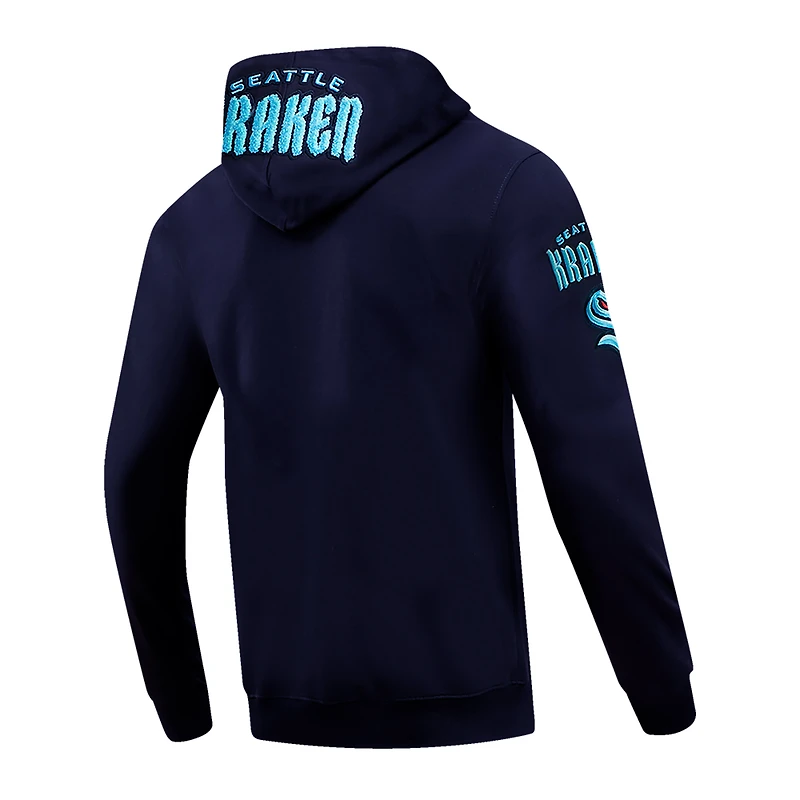 Veste à capuche entièrement zippée en chenille classique Pro Standard Navy Seattle Kraken pour hommes