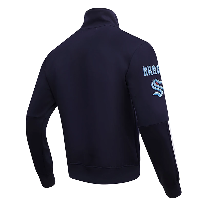 Men's Pro Standard Navy Seattle Kraken Classic Chenille Full-Zip Track Jacket