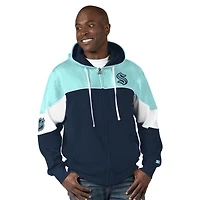 Men's Starter  Navy/Light Blue Seattle Kraken Power Forward Full-Zip Hoodie