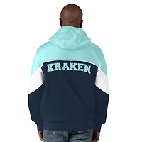 Sweat à capuche entièrement zippé Starter pour hommes, bleu marine/bleu clair, Seattle Kraken Power Forward