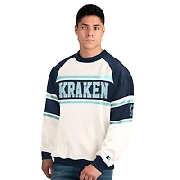 Men's Starter  White Seattle Kraken Defense Fleece Crewneck Sweatshirt