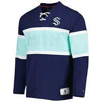 Haut à manches longues lacets Tommy Hilfiger Deep Sea Blue Seattle Kraken Walter pour homme
