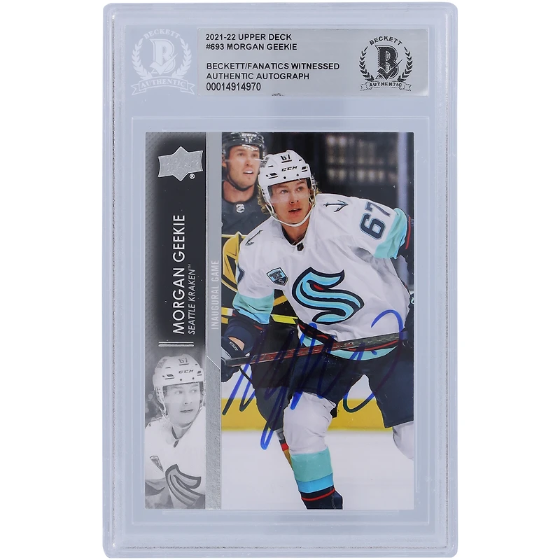 Morgan Geekie Seattle Kraken Autographed 2021-22 Upper Deck Extended Series #693 Beckett Fanatics Witnessed Authenticated Card