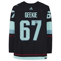 Maillot authentique adidas bleu marine dédicacé par Morgan Geekie Seattle Kraken