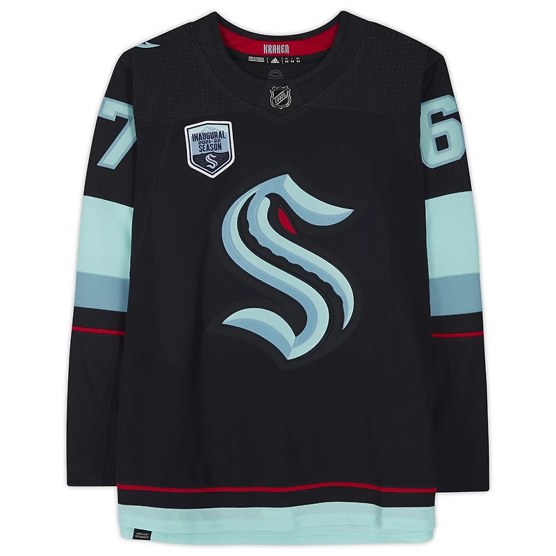 Maillot authentique adidas bleu marine dédicacé par Morgan Geekie Seattle Kraken