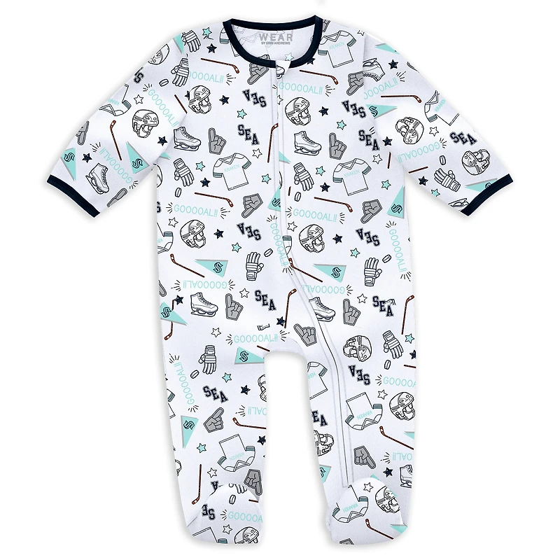 Ensemble pyjama et bavoir Seattle Kraken Sleep and Play pour nouveau-né bébé par Erin Andrews