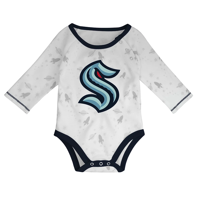 Newborn & Infant White/Deep Sea Blue Seattle Kraken Dream Team Hat Pants Bodysuit Set