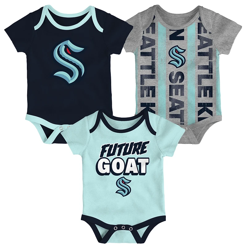 Ensemble de trois bodies pour nouveau-né Seattle Kraken Loyal Buddies