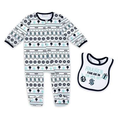 Ensemble pyjama et bavoir de Noël à imprimé intégral Seattle Kraken pour nouveau-né WEAR by Erin Andrews