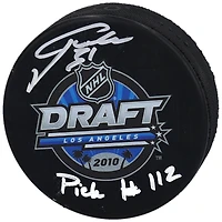 Philipp Grubauer Seattle Kraken Autographed 2010 NHL Draft Logo Hockey Puck with "Pick #112" Inscription