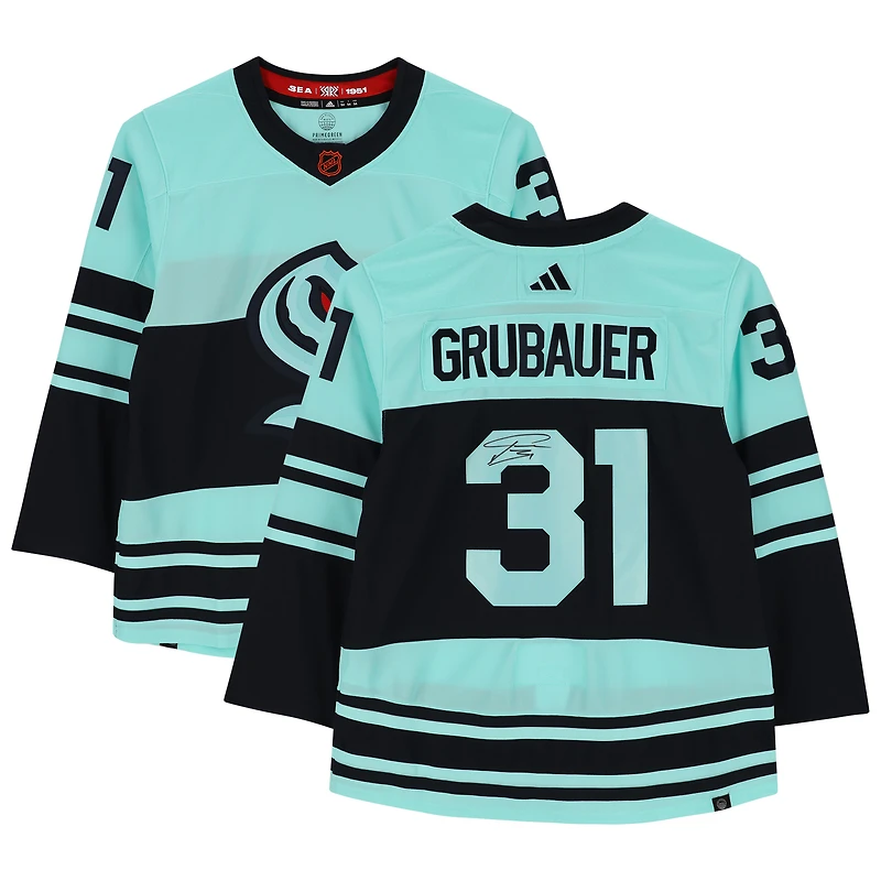 Philipp Grubauer Seattle Kraken Autographed 2022-23 Reverse Retro Adidas Authentic Jersey