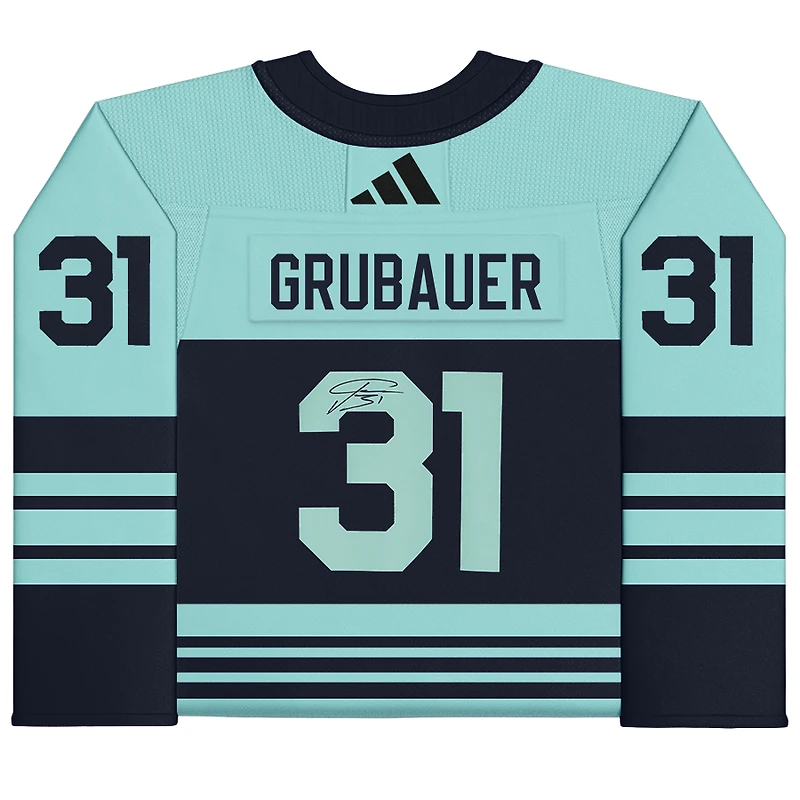 Philipp Grubauer Seattle Kraken Autographed 2022-23 Reverse Retro Adidas Authentic Jersey