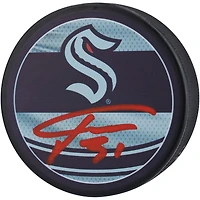 Rondelle de hockey rétro inversée autographiée par Philipp Grubauer du Kraken de Seattle, saison 2022-2023