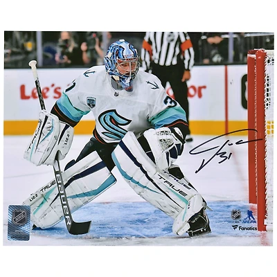 Philipp Grubauer Seattle Kraken Autographed 8'' x 10'' First Game vs. Las Vegas Golden Knights Photograph