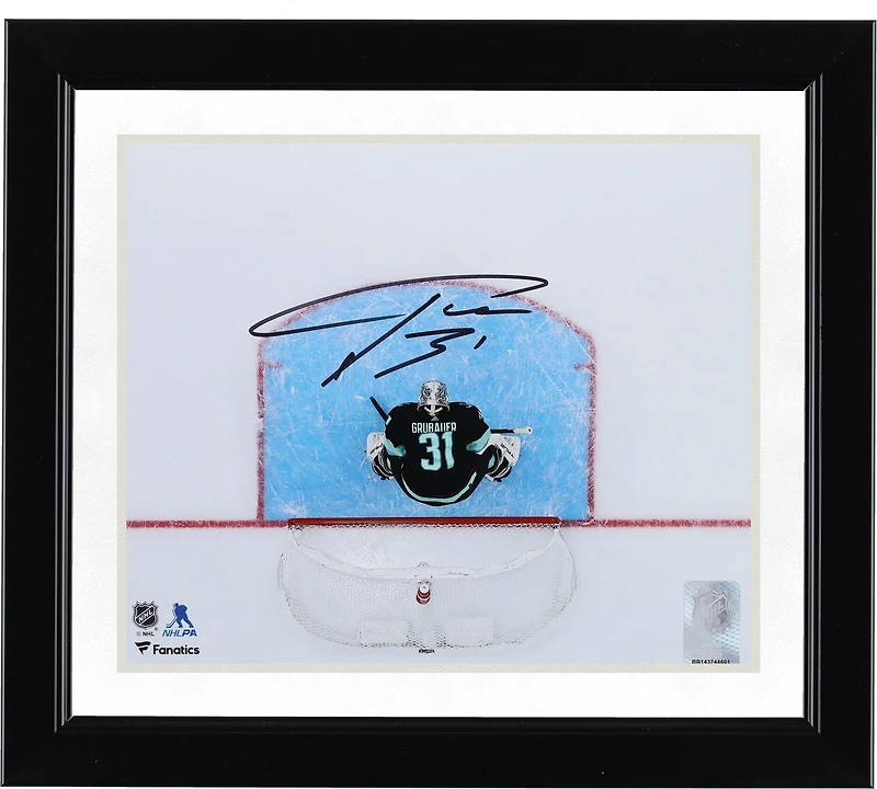 Philipp Grubauer Seattle Kraken Autographed 8" x 10" Navy Jersey Overhead Photograph