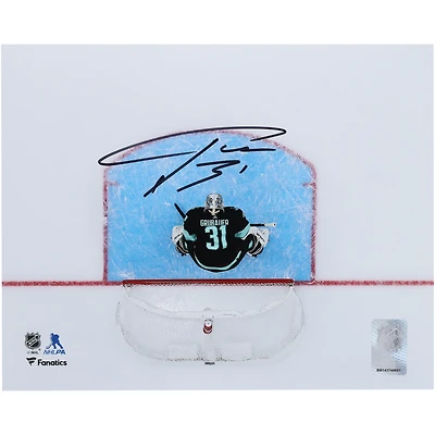 Philipp Grubauer Seattle Kraken Autographed 8" x 10" Navy Jersey Overhead Photograph