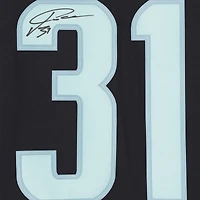 Maillot authentique adidas bleu marine dédicacé par Philipp Grubauer (Seattle Kraken) avec écusson de la saison inaugurale