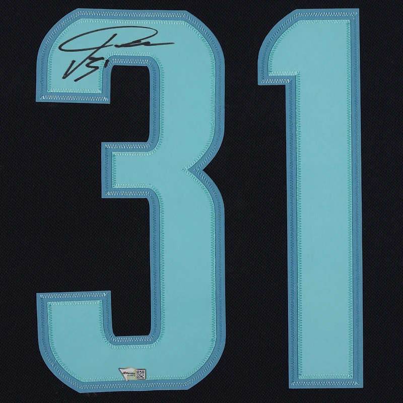 Maillot authentique Adidas bleu marine encadré de luxe autographié par Philipp Grubauer des Seattle Kraken