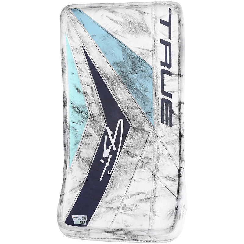 Philipp Grubauer Seattle Kraken Autographed Game-Used White True Goalie Blocker from the 2023-24 NHL Season