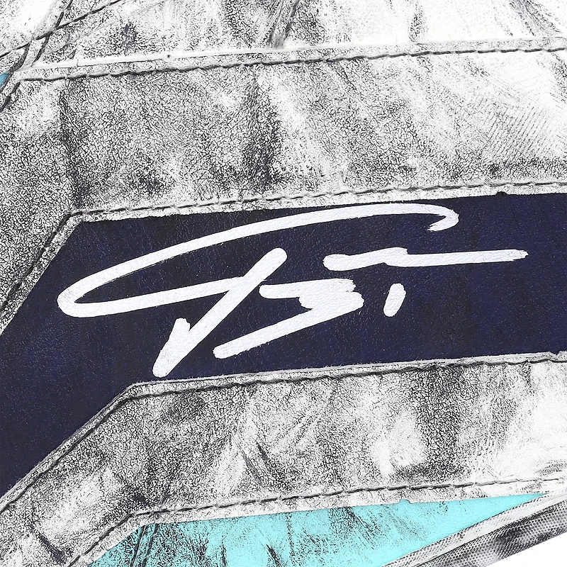 Philipp Grubauer Seattle Kraken Autographed Game-Used White True Goalie Blocker from the 2023-24 NHL Season
