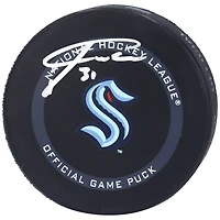 Philipp Grubauer Seattle Kraken Autographed Official Game Puck