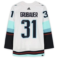 Philipp Grubauer Seattle Kraken Autographed White Adidas Authentic Jersey