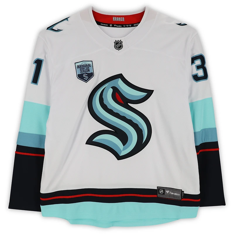Philipp Grubauer Seattle Kraken Autographed White Fanatics Breakaway Jersey with Inaugural Season Jersey Patch
