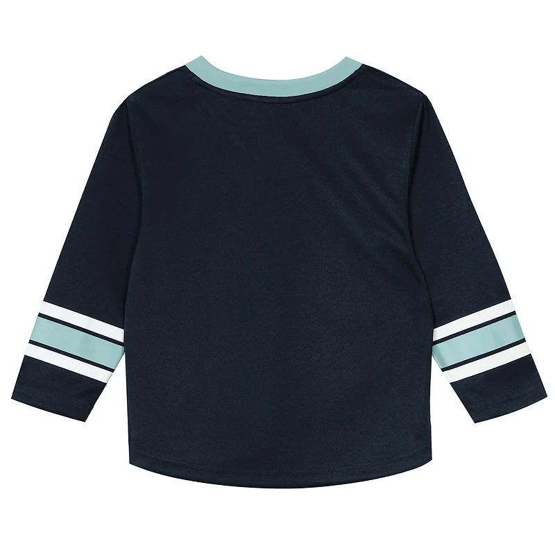 Ensemble t-shirt à manches longues et pantalon Preschool Outerstuff Deep Sea Blue/Light Blue Seattle Kraken Denting the Net