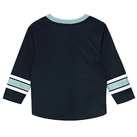 Ensemble t-shirt à manches longues et pantalon Preschool Outerstuff Deep Sea Blue/Light Blue Seattle Kraken Denting the Net
