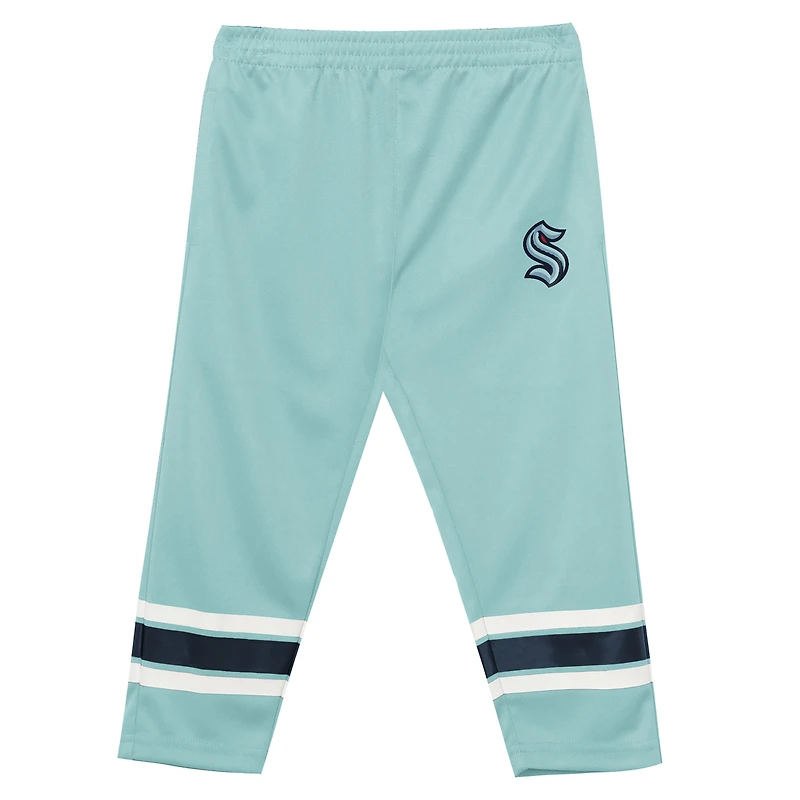 Ensemble t-shirt à manches longues et pantalon Preschool Outerstuff Deep Sea Blue/Light Blue Seattle Kraken Denting the Net